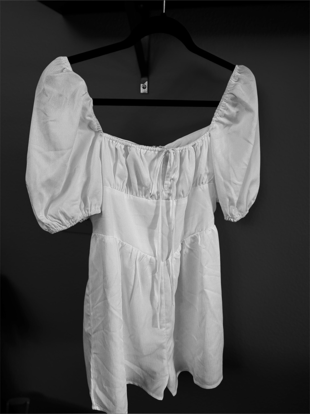 Princess Polly Size 8 White Puff-Sleeve Tie-Front Romper
